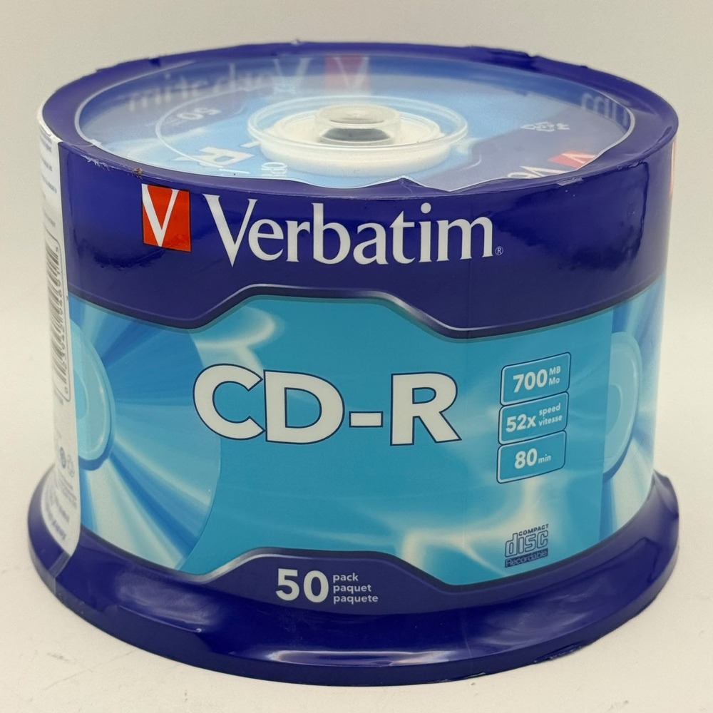 Verbatim CD-R Blank Media Discs 50 Pack 700MB 80Min 52x Speed Spindle Sealed